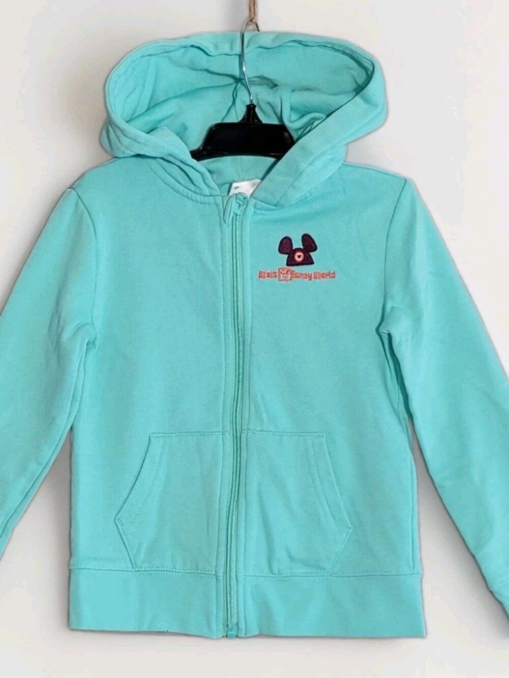 Disney Parks Kids Play In The Parks Teal Zip-Up Hoodie Size 5/6 Childrens Unisex